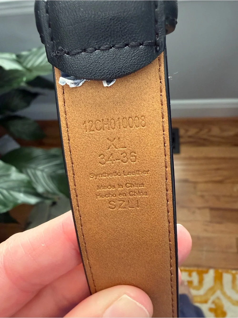 Men's Chaps Black Leather Belt with Silver Buckle